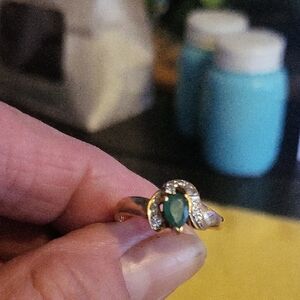 14kt Emerald An Diamond Ring Size 7